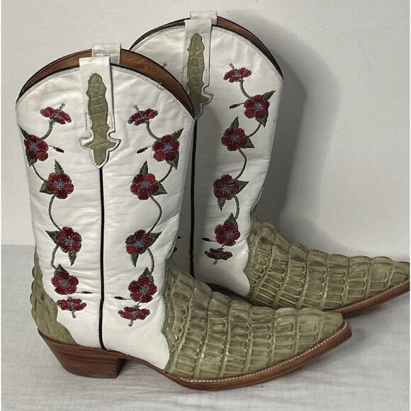 Aguila Real Shoes Aguila Real Leather Lime Green Embroidered